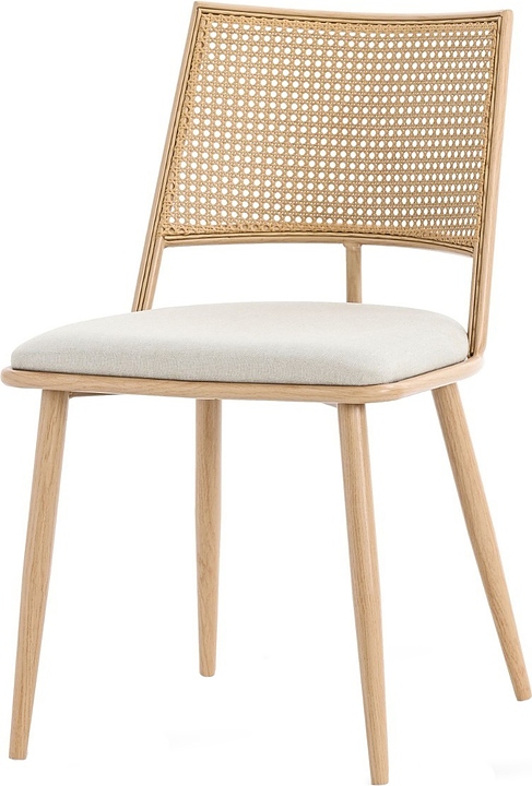 Стул Hesby Unity Echo (ткань / полиротанг / фанера / металл) молочный / светлое дерево