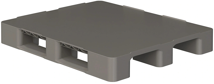 Паллет iPlast 1200x1000x150 мм сплошной на 2 полозьях, с бортиком, серый