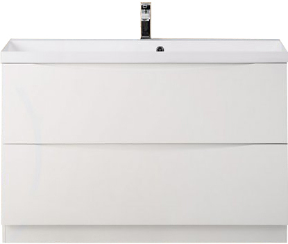 Тумба с раковиной BelBagno MARINO-900-2C-PIA-BL-P + BB900/450-LV-MR-PR перелив слева, белый глянцевый