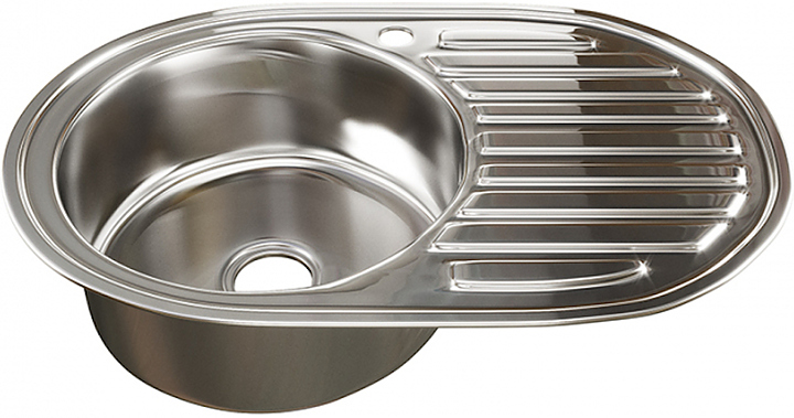 Мойка кухонная Mixline ML 50х77 см слив 90 мм, толщина стали 8 мм, с сифоном, левая