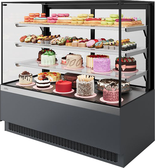 Витрина кондитерская Chilz VETE II KUB LUX 60 серый матовый, шлифованная нержавейка