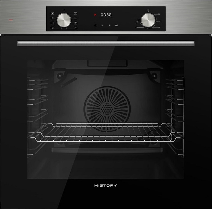 Духовой шкаф HiSTORY OE778L.FIX черный / стекло / нерж. сталь