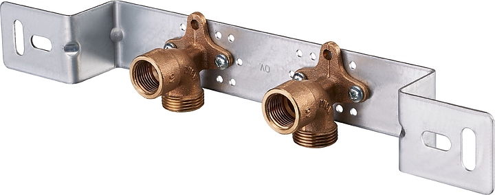 Шина монтажная П-образная с 2 водорозетками Oventrop Cofit S 1506178, PN 10, G 3/4" (НР) - Rp 1/2" (ВР), 153 мм, бронза