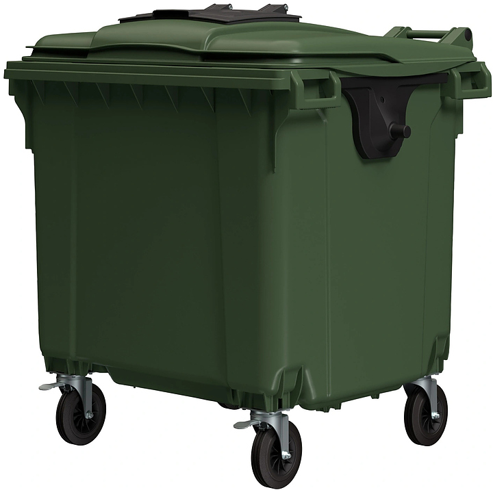 Контейнер для мусора iPlast 22.C19.W 1100 л с мини-крышкой, зеленый с темно-серым
