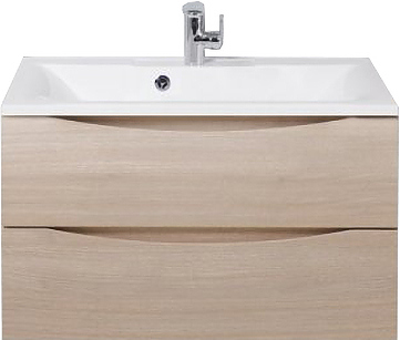Тумба с раковиной BelBagno MARINO-800-2C-SO-RG-P + BB800/450-LV-MR-PR перелив слева, серый дуб