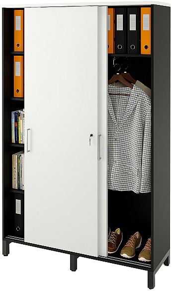 Локер ZAMM 5 полок, гардероб МК 414 120х41,4х190 см фасад белый, корпус черный