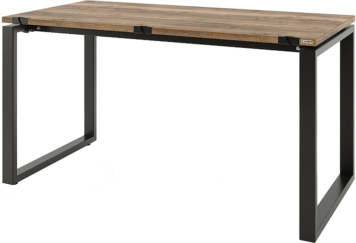 Стол офисный прямой ZAMM Зета 60х30 ТР 1400х700 с пропусками, дуб галифакс олово /черный муар