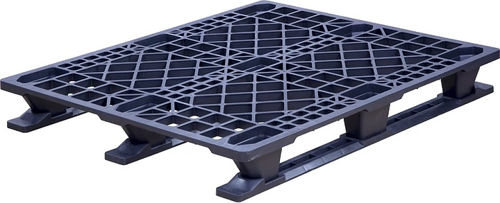 Паллет ТАРА.РУ DP 1210 PE (Q4) 1200х1000х140 мм (перфорированный на 3 полозьях) черный