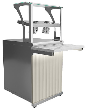 Прилавок для приборов (4 стакана) и подносов Luxstahl ПП (С)-600 Premium Elegia (Элегия)