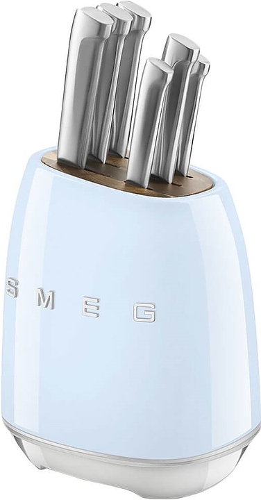 Набор ножей SMEG KBSF02PB (6 шт. с подставкой) пастельный голубой