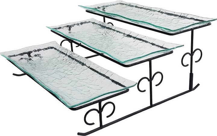 Подставка фуршетная P.L. Proff Cuisine P2063 35х34х16 см 3 блюд (нерж. сталь / стекло)