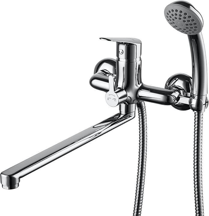 Смеситель для ванны и душа LEMARK Partner LM6551C универсальный, с плоским изливом, хром