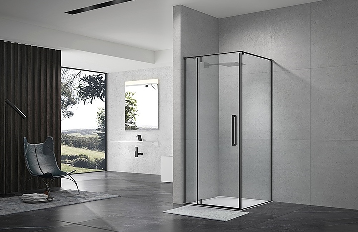 Уголок душевой Terminus Альба 3EW90х90B 90х90х220 см, прозрачное стекло, профиль черный