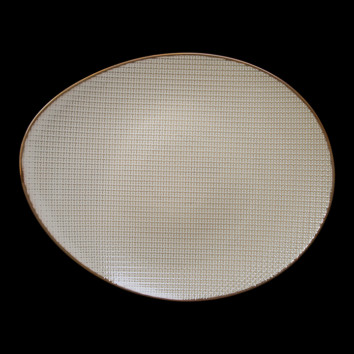 Тарелка овальная Corone Alveare HS179438 14" 355х285 мм (фарфор) бежевый