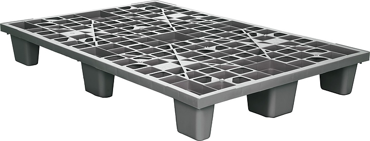 Паллет ТАРА.РУ TR 1208 L BC 1200x800х160 мм (перфорированный на 9 ножках) серый