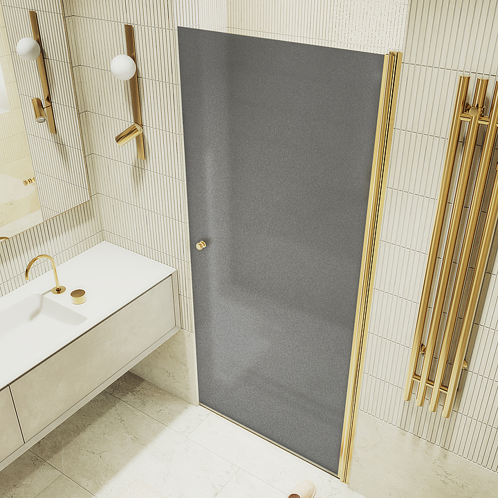 Дверь душевая MaybahGlass MGD-807-3 80х198 см, распашная, на монопетле, графит матовый, золото