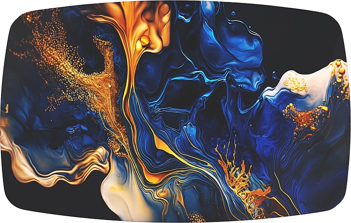 Столешница Sheffilton SHT-TT32 118/77 (стекло / МДФ) бочкообразная синий сапфир