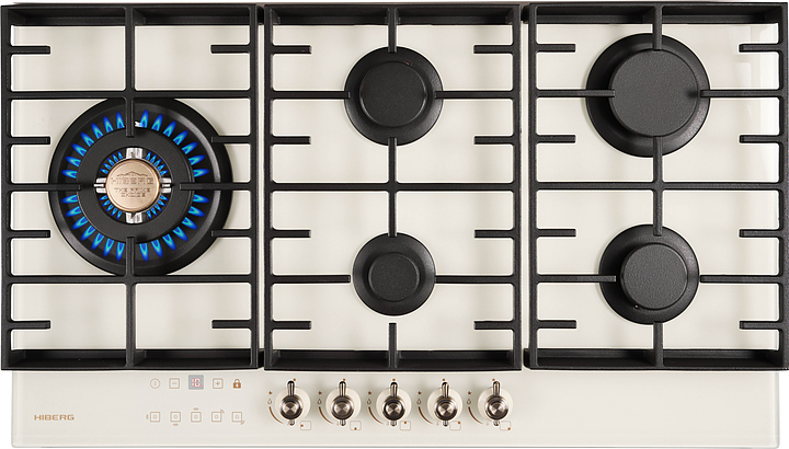 Варочная панель газовая Hiberg VM 9155 Y бежевая
