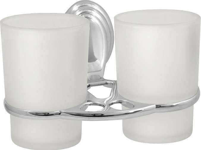 Подстаканник Puff Solinne 15122 Classic двойной (силумин / стекло матовое) хром / сатин