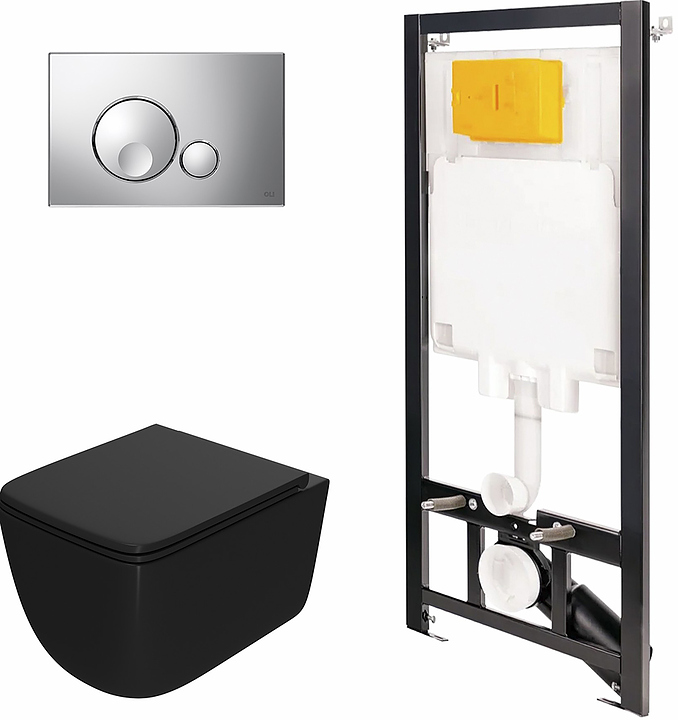 Унитаз подвесной с инсталляцией и панелью смыва OLI 80 ECO 886914GBOO+PN41831BM