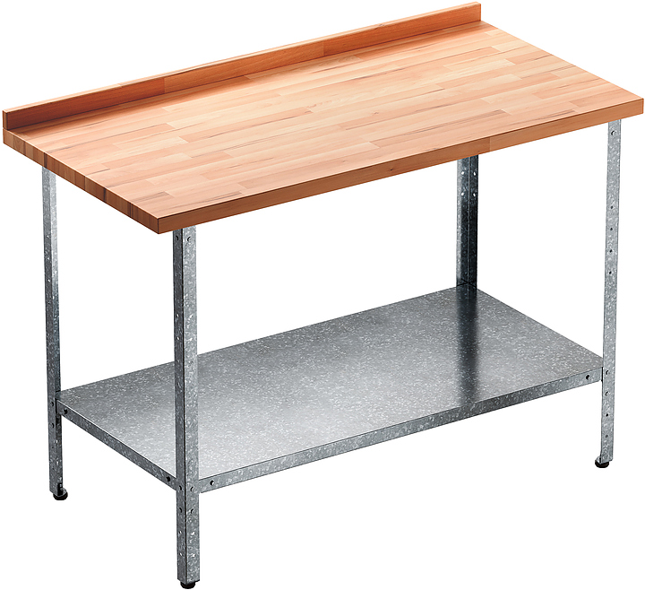 Стол кондитерский Мебель Фронт Бизнес СКБП 1100x500x860 мм, полка сплошная, с бортом, бук