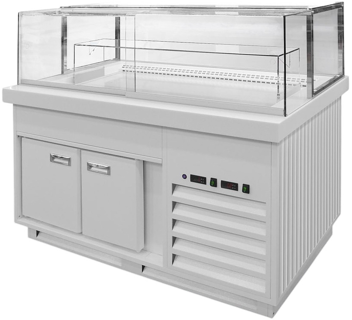 Напольная горизонтальная кондитерская тепловая витрина Finist Maria Mt-19-9 с подогреваемой выкладкой