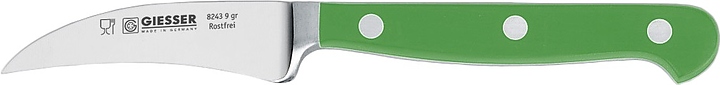 Нож для чистки овощей Giesser 8243 9 gr L=9 см (нерж. сталь / пластик) кованый клинок с зеленой рукояткой