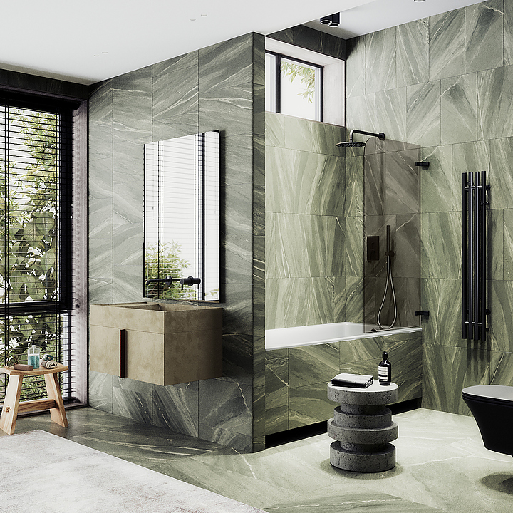 Шторка на ванну MaybahGlass MGV-646-6 40,5х140 см, поворотная, бронза, черный