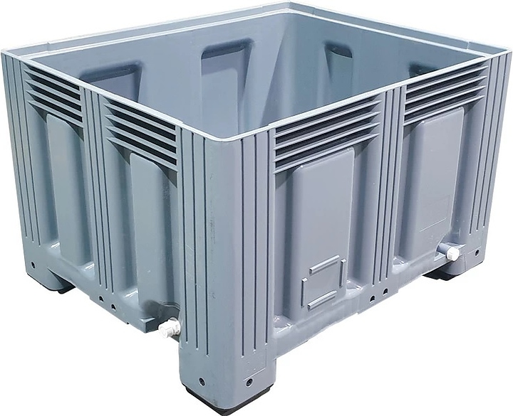 Контейнер ТАРА.РУ TR-Box 1210 S (758) СП2 1200х1000х758 мм (сплошной на ножках) со сливной пробкой 2" серый