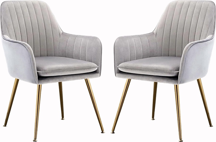 Набор стульев Hesby Tranquil Synchrony (2 шт.) (велюр / металл) серые / золото