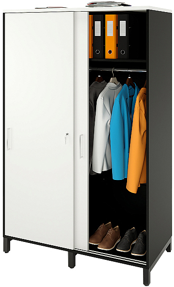 Локер ZAMM 2 полки, 2 штанги МК 600 120х60х190 см фасад белый, корпус черный