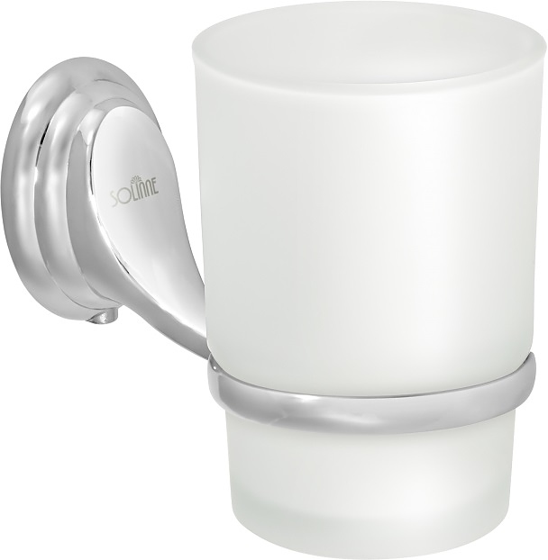 Подстаканник Puff Solinne 15121 Classic одинарный (силумин / стекло матовое) хром / сатин