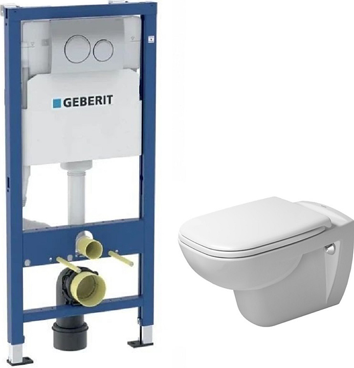 Унитаз подвесной с инсталляцией и сиденьем Geberit Duravit D-Code 458.134.DC.2