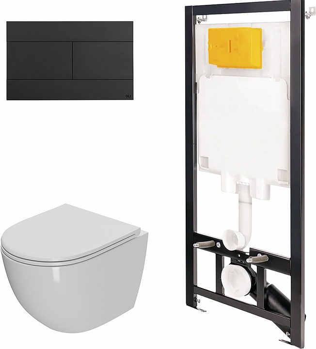 Унитаз подвесной с инсталляцией и панелью смыва OLI 80 ECO 886914SLO3+PN41041