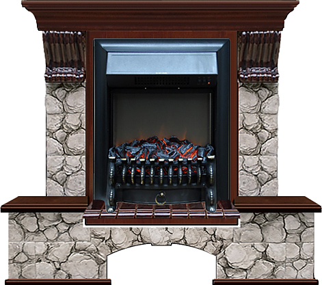 Камин Glenrich Бостон К Fobos BL Карелия красное дерево