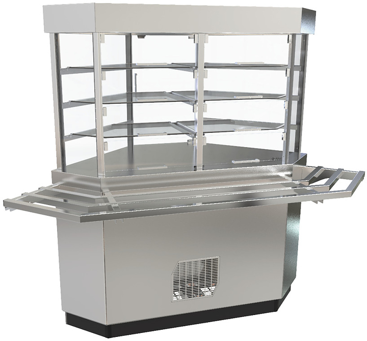 Прилавок-витрина холодильный Abat Сэйла ПВВ(Н)-70Е-90-С поворотный нерж.