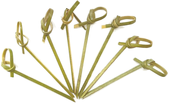 Пика шпажка P.L. Proff Cuisine 4627151560564 бамбук "Узелок" зеленый/золото 6 см 100 шт