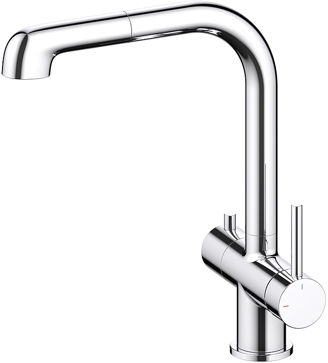 Смеситель для кухни TIMO Saona 2346/00FL с подключением фильтра и выдвижной лейкой, хром