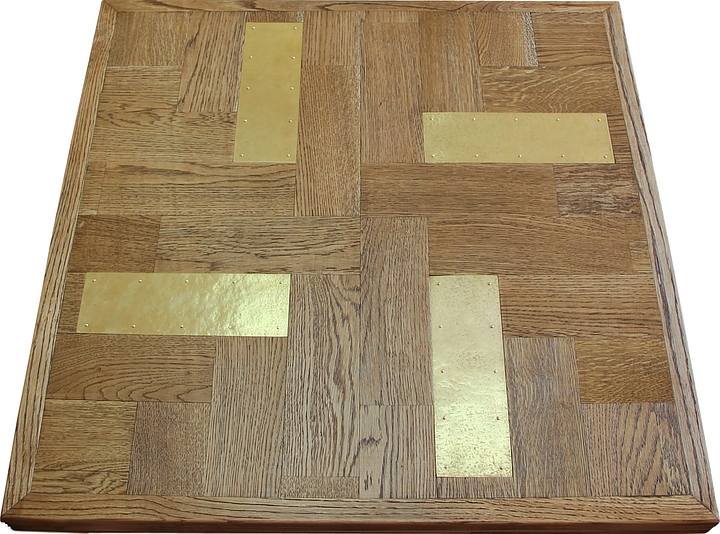 Столешница Sheffilton SHT-ТT 80/80 (мдф / ламель / латунь) квадратная коричневый дуб / золото