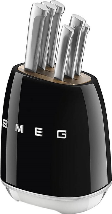 Набор ножей SMEG KBSF02BL (6 шт. с подставкой) черный