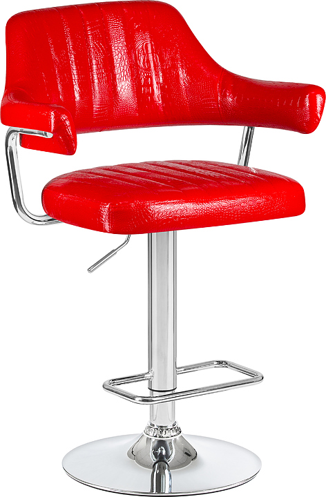 Стул барный DOBRIN 5019-LM CHARLY (красный крокодил, хромированная сталь)