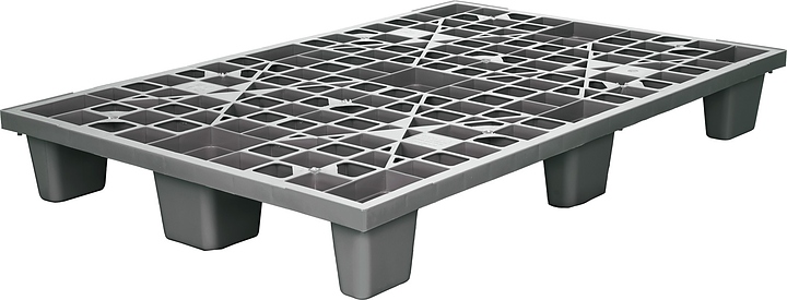 Паллет ТАРА.РУ TR 1208 L 1200x800х160 мм (перфорированный на 9 ножках) серый