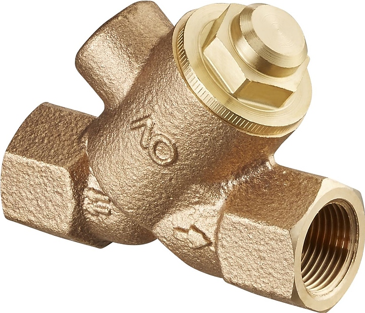Клапан обратный косой посадки Oventrop 1072103, ДУ 10, PN 25, Rp 3/8" (ВР) - Rp 3/8" (ВР), бронза/латунь, уплотнение EPDM
