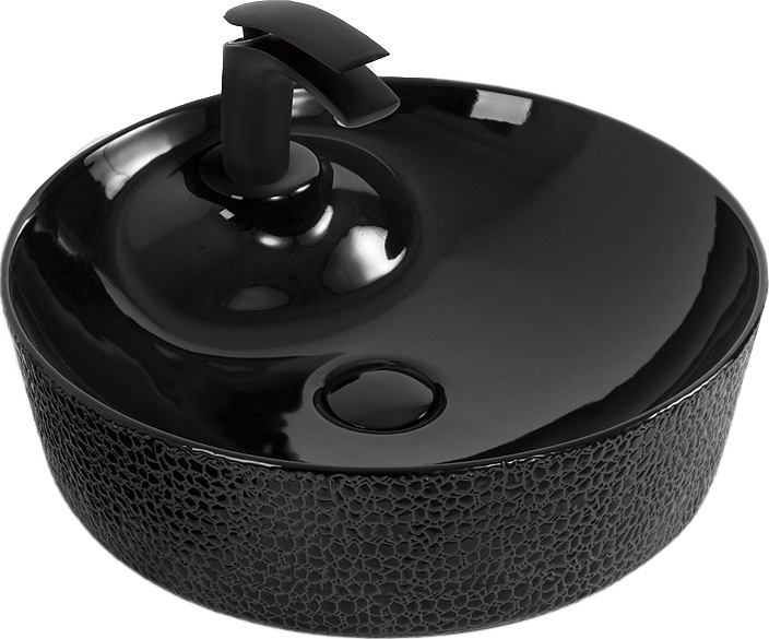Раковина накладная Mira MR-4545BB 45х45 см, без отв. под смеситель, черный, керамика