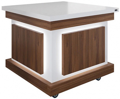 Салат-бар нейтральный без верхней полки Куб Luxstahl СБНК-1000 Premium Eco Wood (столешница из искусственного камня)