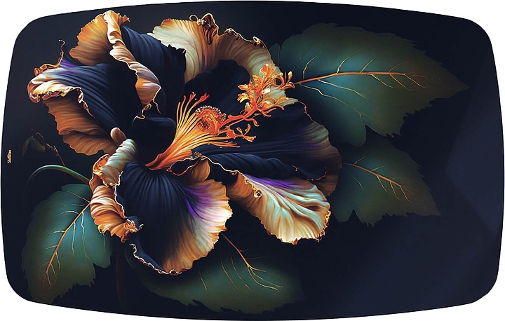 Столешница Sheffilton SHT-TT32 118/77 (стекло / МДФ) бочкообразная ночной цветок