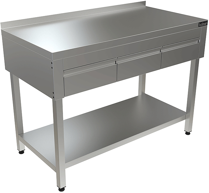 Стол с выдвижными ящиками и полкой КОБОР СПБЯ-120/60/П