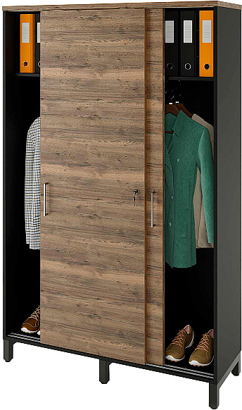 Локер ZAMM 2 штанги МК 414 120х41,4х190 см фасад дуб Галифакс олово, корпус черный