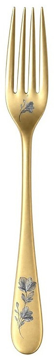 Вилка столовая Narin Epsilon matt gold 24k flower 21 см, нержавеющая сталь