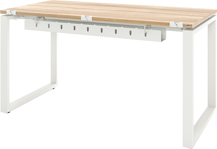 Стол офисный прямой ZAMM Зета 60х30 ТР 1800х700 с пропусками и кабель-каналом, дуб бардолино/белый матовый